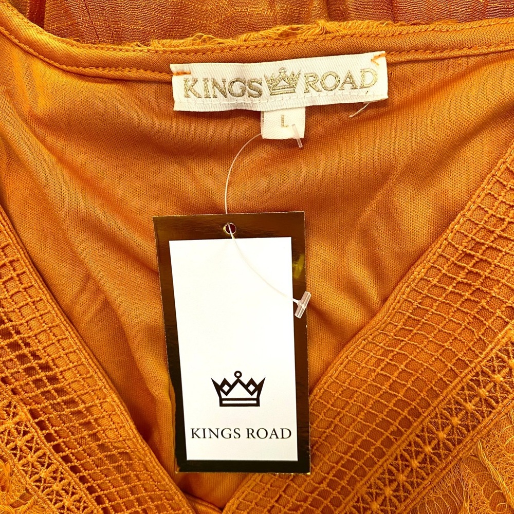 Anthropologie Kings Road Large Maxi Dress Orange Witchy Cottagecore Boho Fairy - Picture 6 of 7